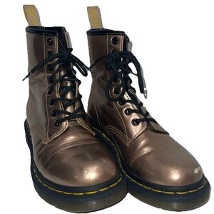 Rare Rose Gold Dr Marten Vegan Boots 1460 US 6 Yellow Stitch Punk Grunge